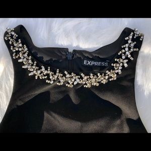 Embroidered Black Mini Dress Express Woman Size 8